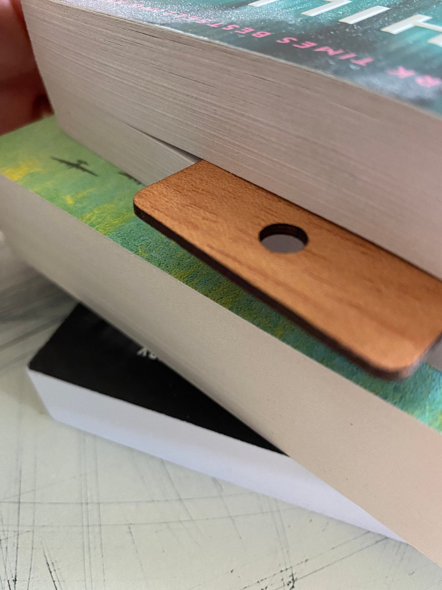 I’m trying very hard not to connect with people right now - wood bookmark