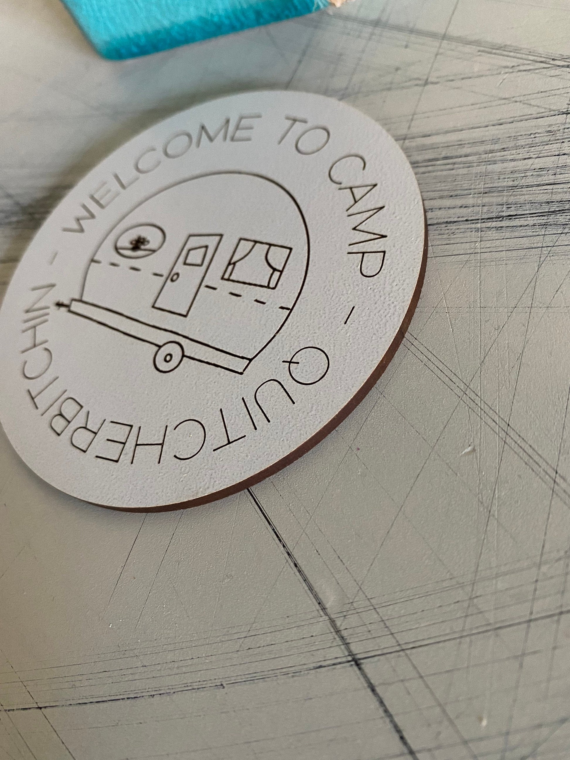 Welcome to Camp Quitcherbitchin - engraved wood magnet