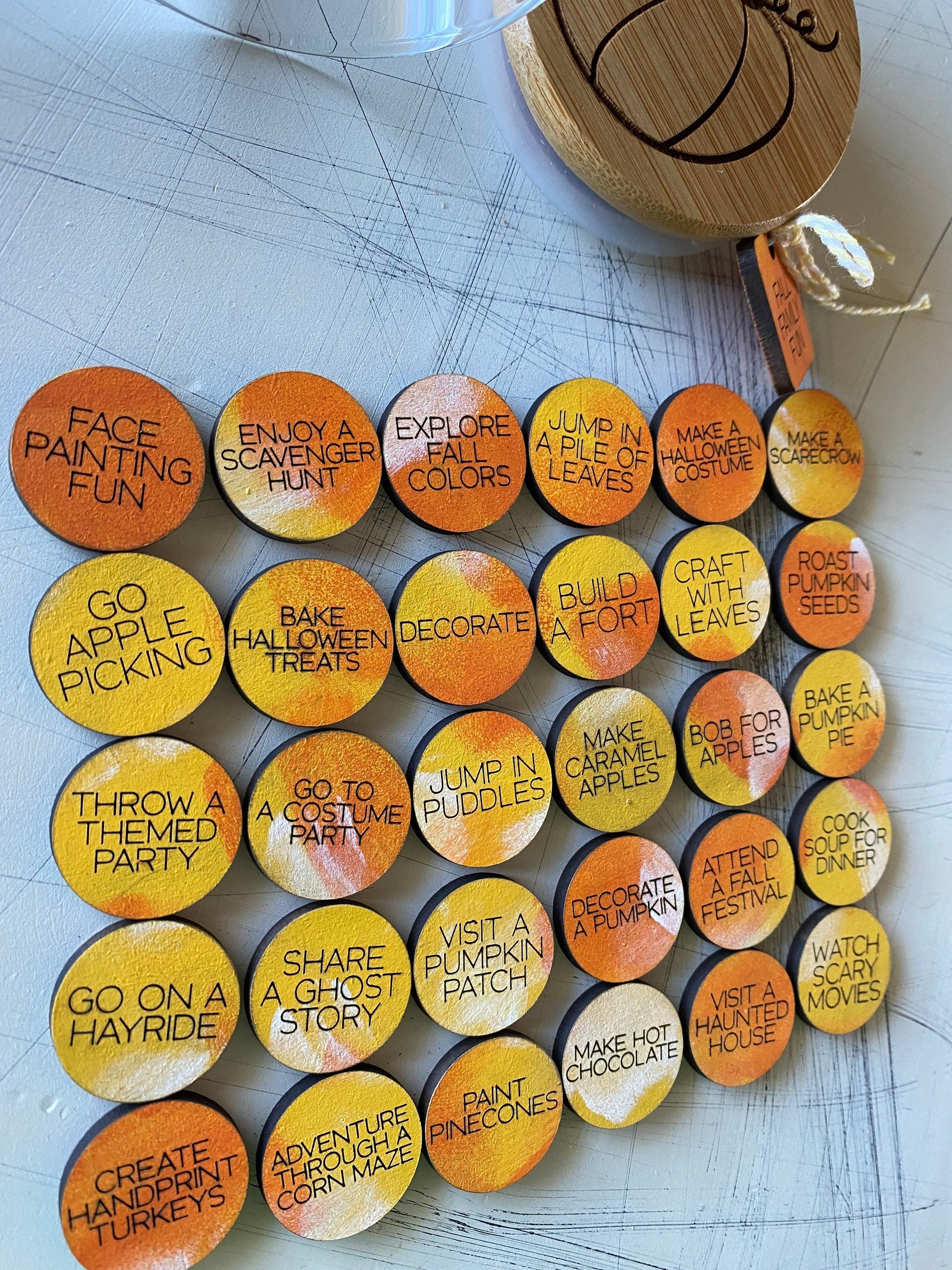 Fall Family Activity Tokens - set of 30 wood tokens