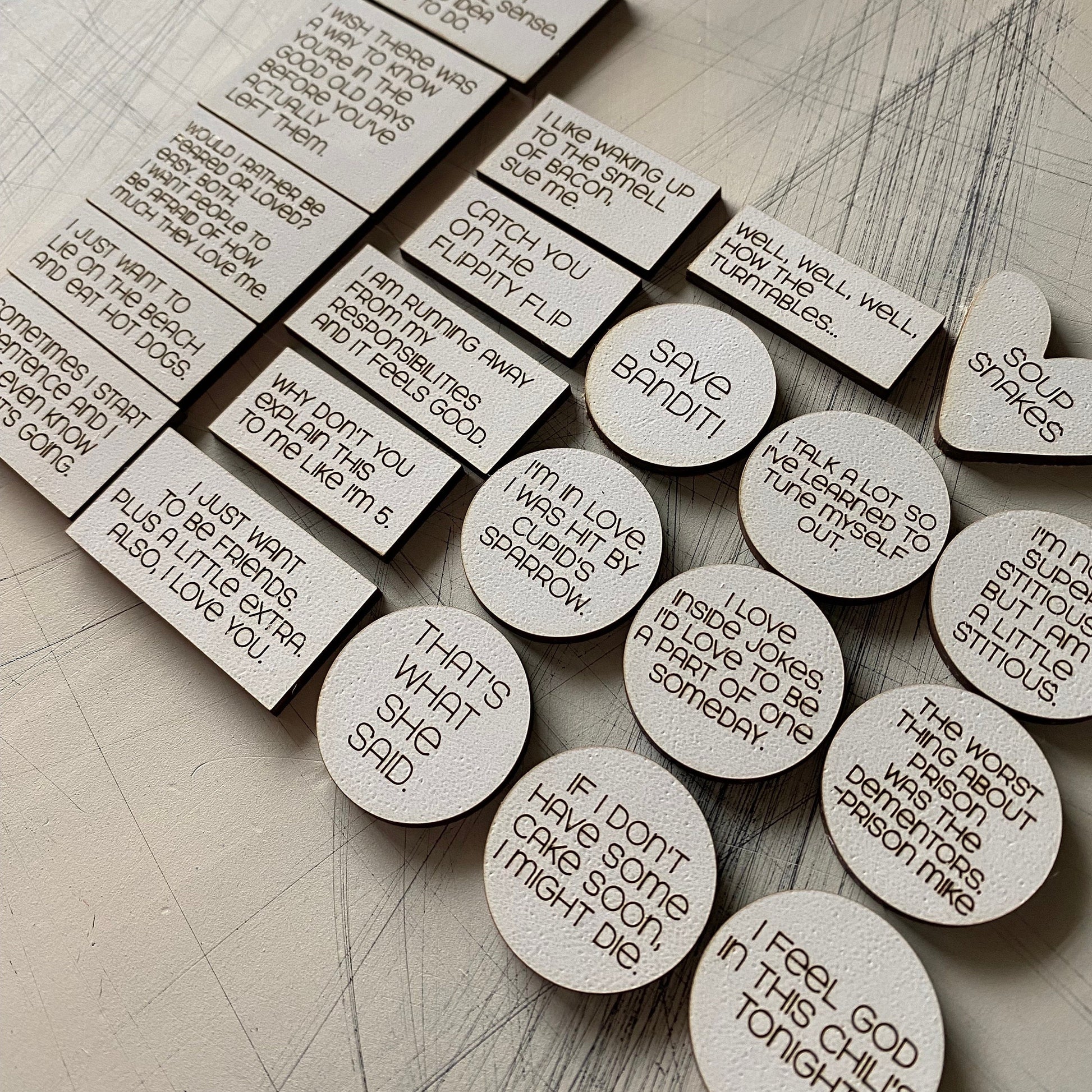 The Office Magnet Set - set of 21 engraved wood magnets