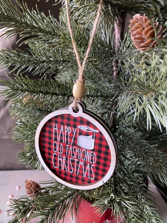 Happy Old-Fashioned Christmas - old fashioned doodle ornament